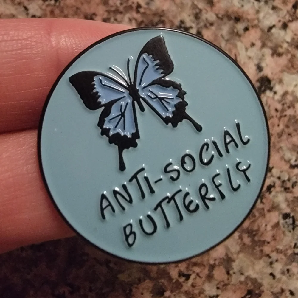 *2 for $13* Anti Social Butterfly Introvert Enamel Pin - Picture 2 of 3